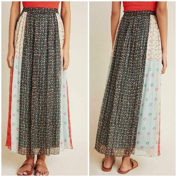 Anthropologie Verb by Pallavi Singhee Margot Patchwork Shimmer Maxi Skir… - Picture 13 of 16